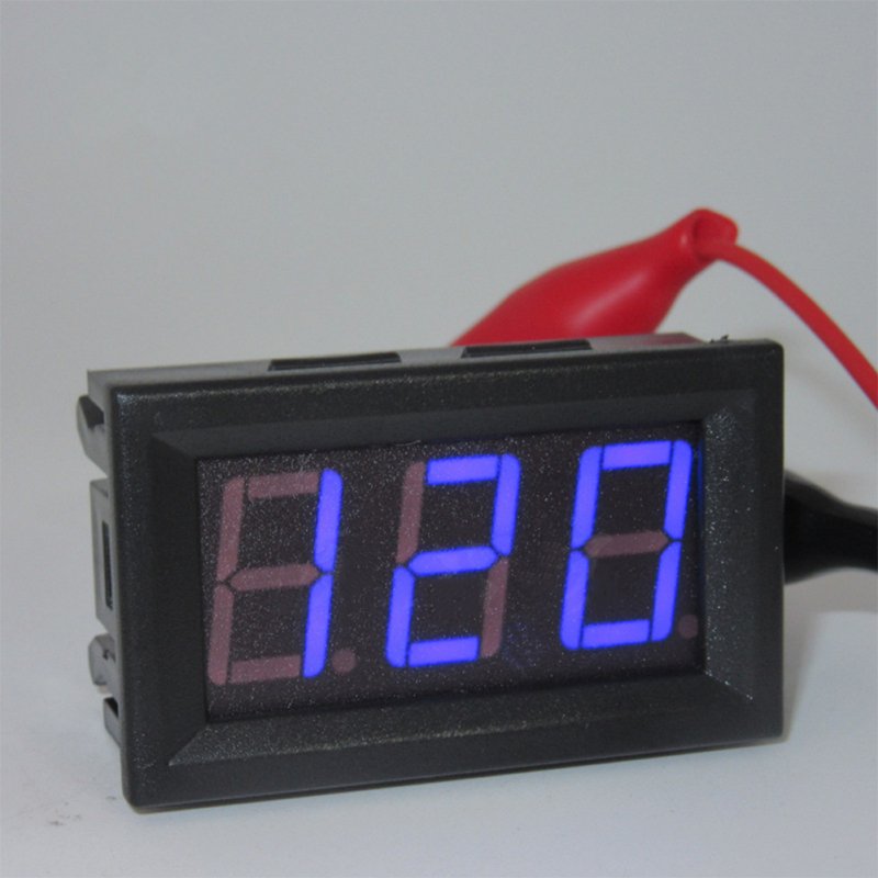 AC 220V 2-wire Voltage Meter Head LED Digital Voltmeter with Reverse Polarity Protection blue
