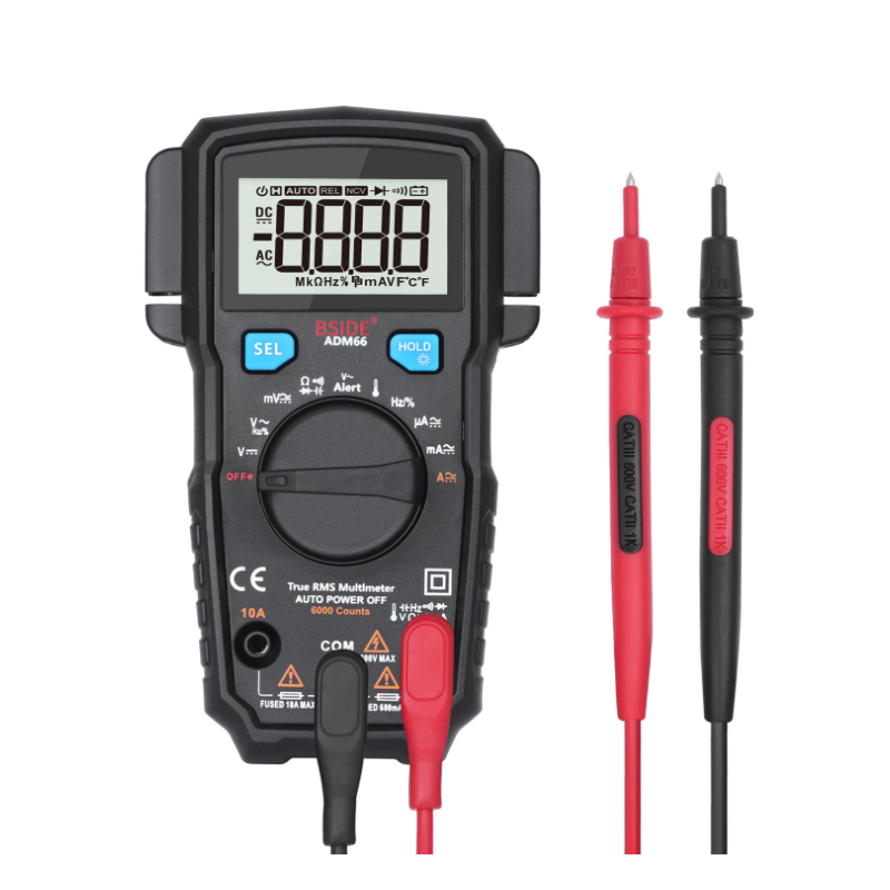 BSIDE ADM66 Digital Multimeter Trms Mini 6000 Dmm Dual Slot Capacitor Ohm Tester