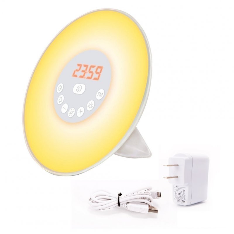 US AKDSteel Wake Up Light Sunrise Simulation Alarm Clock Night Light Bedside Lamp with 7 Colors