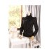 AMZ PLUS Brand Noble Luxury Victorian Tops Women Shirt Ruffle Flounce Ladies Blouse  S  Black 