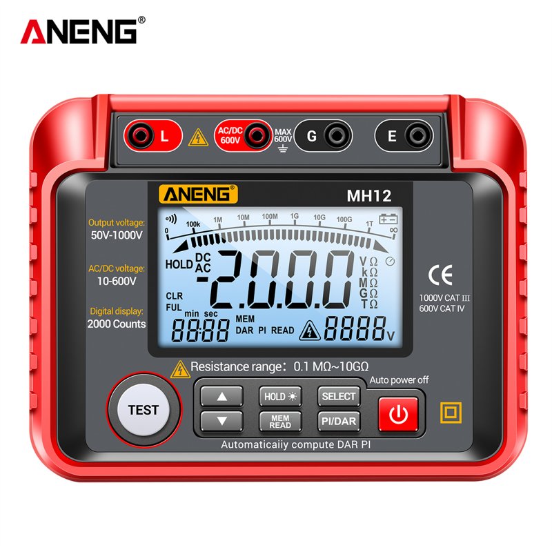 ANENG Mh12 Digital Megohmmeter Meters Insulation Earth Resistance Tester