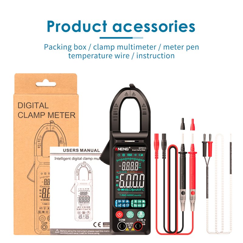 ANENG St211 Digital Clamp Meter 6000 Counts Multimeter