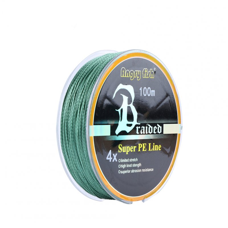 ANGRYFISH Diominate PE Line 4 Strands Braided 100m/109yds Super Strong Fishing Line 10LB-80LB Dark Green 2.0#: 0.23mm/28LB