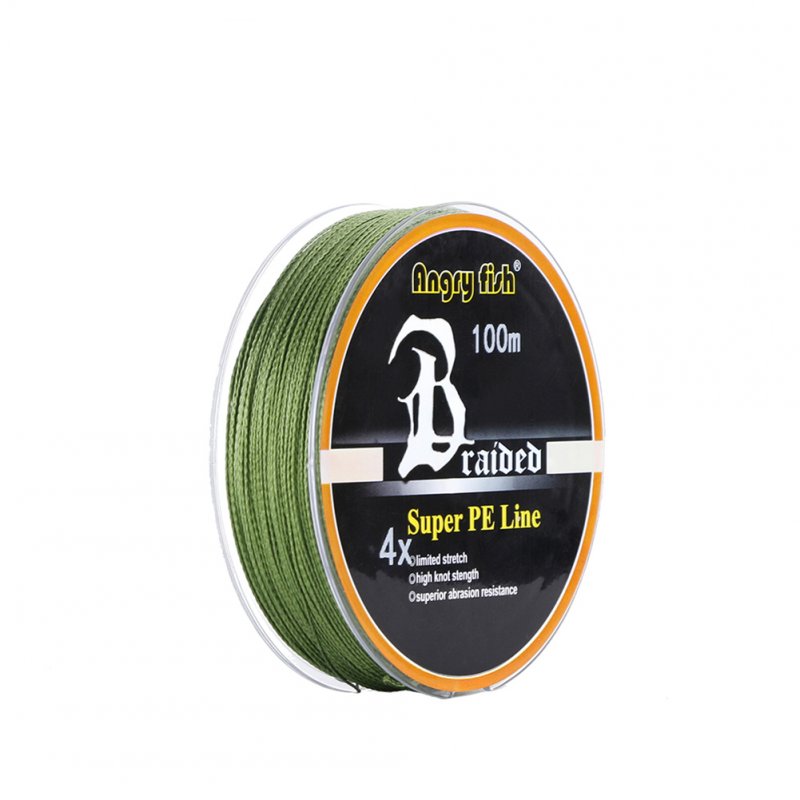 ANGRYFISH Diominate PE Line 4 Strands Braided 100m/109yds Super Strong Fishing Line 10LB-80LB Army Green 2.0#: 0.23mm/28LB