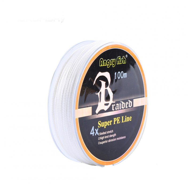 ANGRYFISH Diominate PE Line 4 Strands Braided 100m/109yds Super Strong Fishing Line 10LB-80LB White 5.0#: 0.37mm/50LB