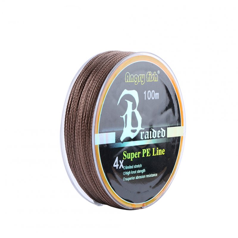 ANGRYFISH Diominate PE Line 4 Strands Braided 100m/109yds Super Strong Fishing Line 10LB-80LB Brown 0.6#: 0.12mm/15LB