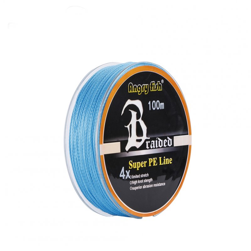 ANGRYFISH Diominate PE Line 4 Strands Braided 100m/109yds Super Strong Fishing Line 10LB-80LB Blue 6.0#: 0.40mm/60LB