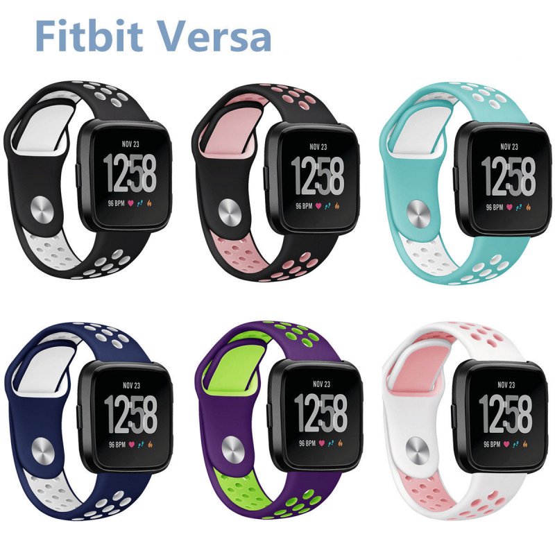 Unisex Soft Silicone 2-colour Replacement Watch Strap Watchband for Fitbit Versa Pretty Bracelet Ornament 