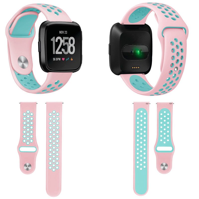 Unisex Soft Silicone 2-colour Replacement Watch Strap Watchband for Fitbit Versa Pretty Bracelet Ornament 