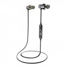 AWEI X670BL Bluetooth Headset Dual Driver Wireless Headphones Super Bass Stereo Sound Earphones with Mic Gray
