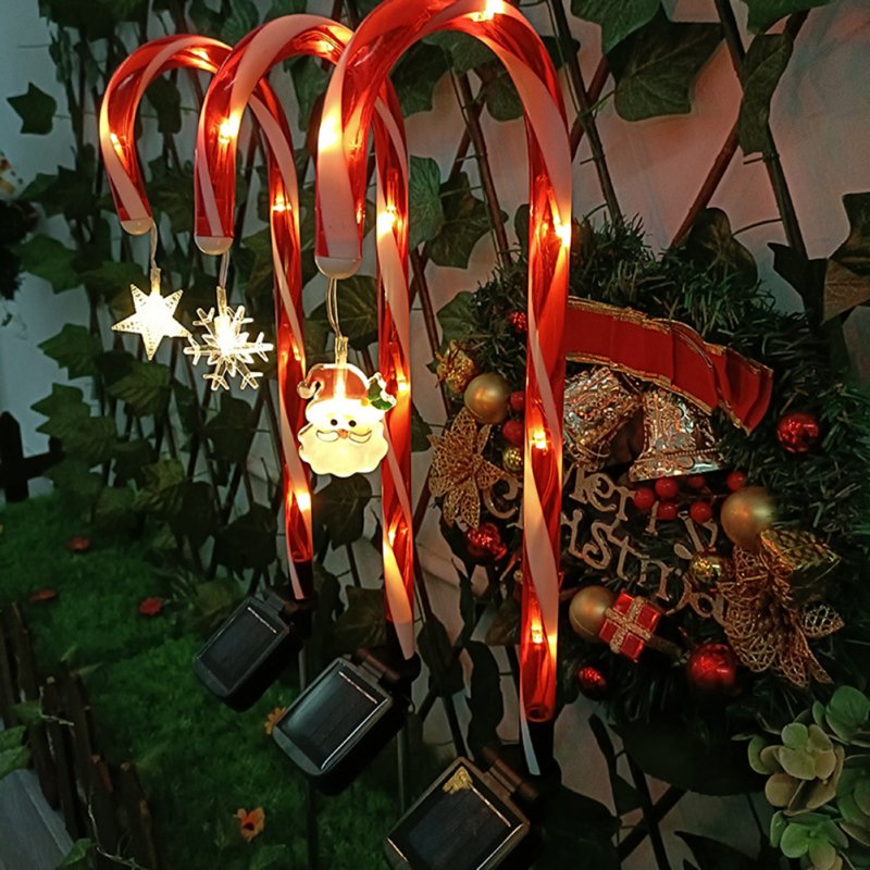 3pcs Solar Led Cane Stick Light 600mah Battery Outdoor Garden Lawn Lamp for Christmas Decoration