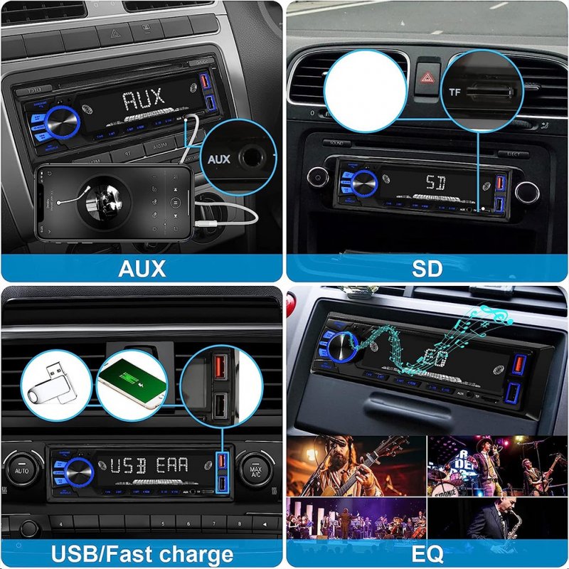 Car Radio Single DIN Stereo Audio MP3 Player Handsfree/FM/USB/AUX FM Radio With Wireless Remote Control 