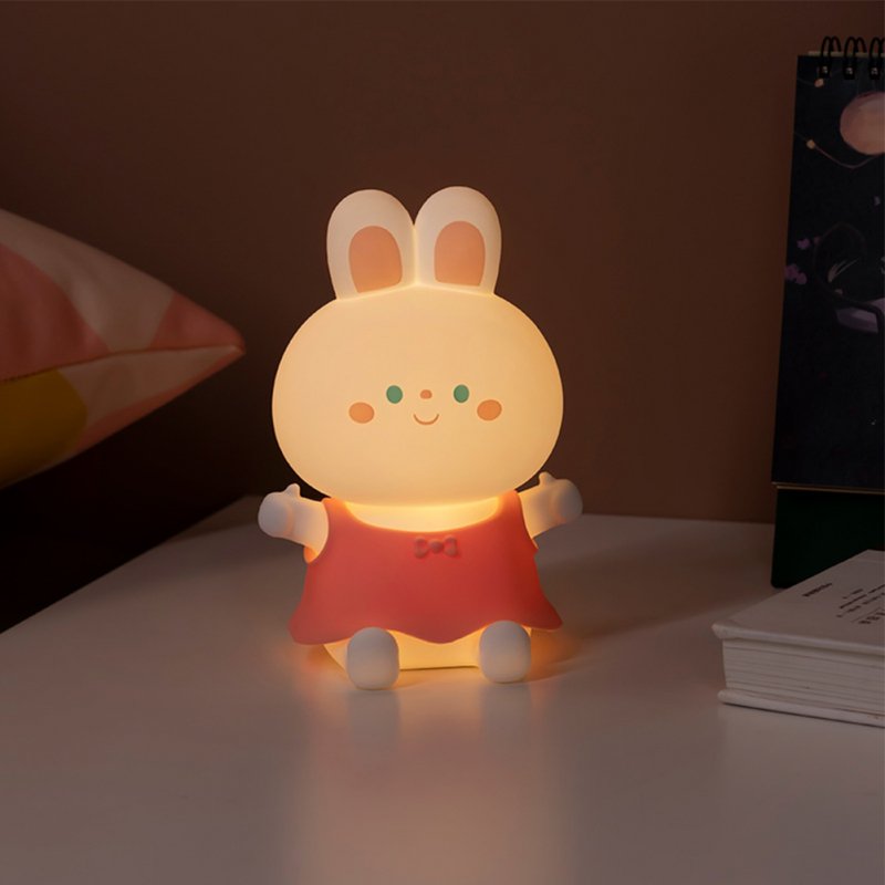 Cute Rabbit Led Night Light Dimming Usb Charging Colorful Bedroom Bedside Lamp 