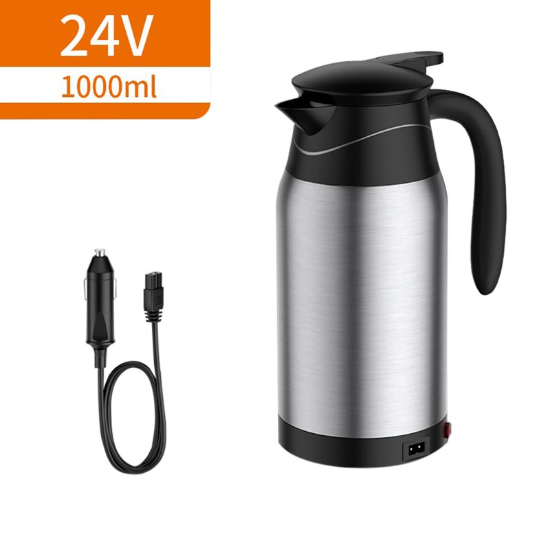 Car Electric Kettle Insulation Cup Temperature Digital Display Cup Cover Large Handle Hot Water Kettle 12V 24V Universal 