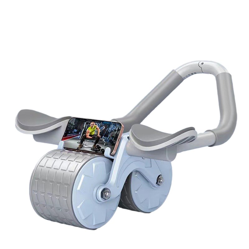 Abdominal Exercise Roller With Timer & Pad Silent Automatic Rebound Widened Wheel Base