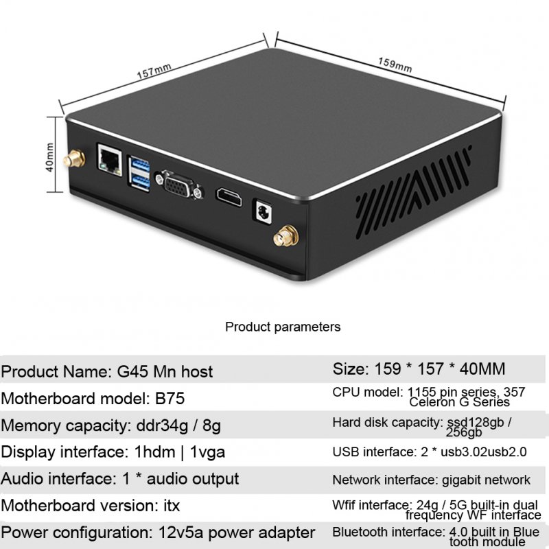 Abs G-45 Black Mini Host Full Cooper Turbo Cooler 19v 9.5a Mini Host i32120/8G/256G