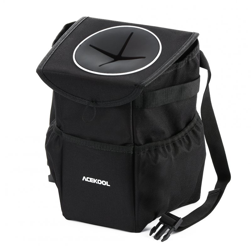 [US Direct] Acekool Portable Outdoor Leak Proof Car Trash Garbage Bag Can with Lid and Storage Pockets and Car Kick Mat