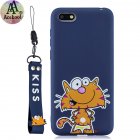 Acekool for HUAWEI Y5 2018 Cartoon Lovely Coloured Painted Soft TPU Back Cover Non slip Shockproof Full Protective Case with Lanyard sapphire