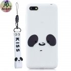 Acekool for HUAWEI Y5 2018 Cartoon Lovely Coloured Painted Soft TPU Back Cover Non slip Shockproof Full Protective Case with Lanyard white