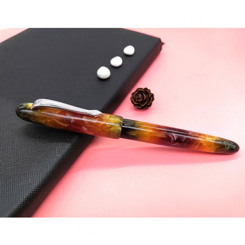 Acrylic Fountain Pen Business Office Practice Calligraphy Writing Pen School Office Name Ink Pens Gift Stationery amber_Fountain pen-26 point