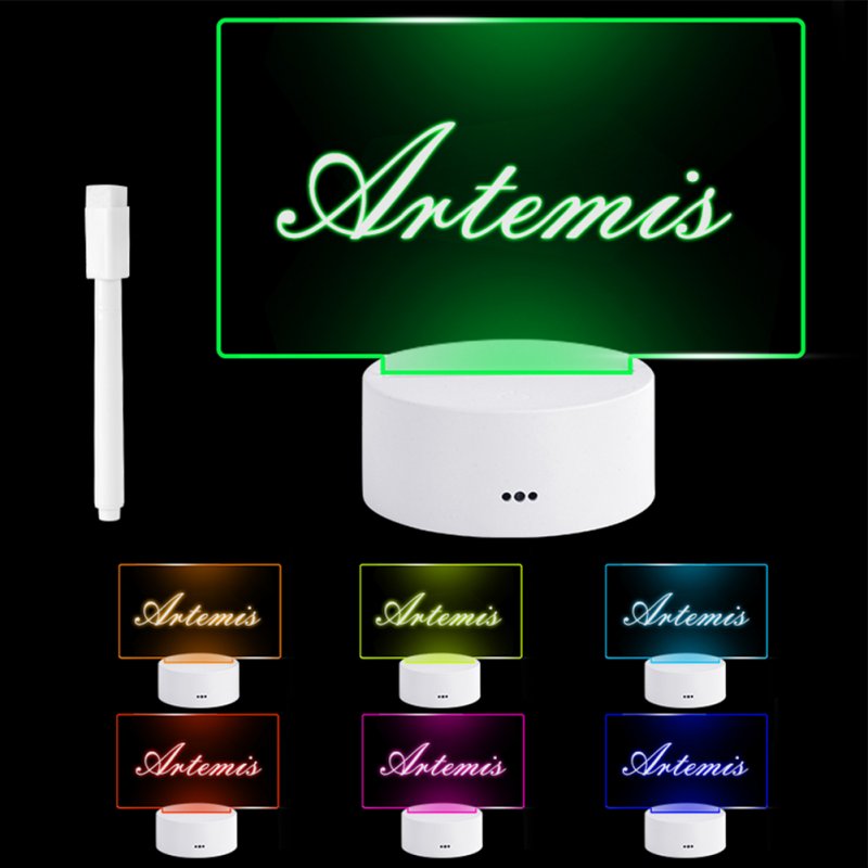 Acrylic Note Board Colorful Transparent Luminous Message Small Whiteboard Home Office Desktop Writing Board Colorful +horizontal lamp +pen