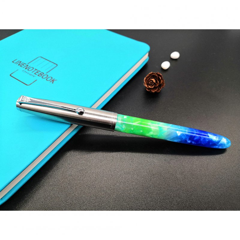 Acrylic Pen Classic Translucent Business Signature Student Pen for School Office Fluorescent Blue Acrylic_Dark tip 0.38MM