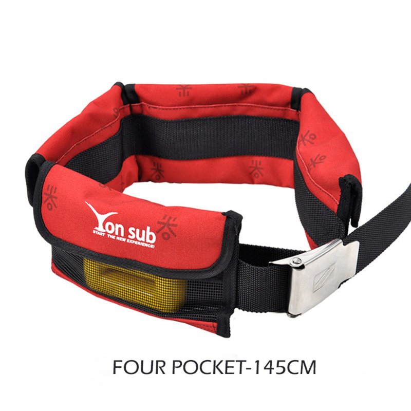 Adjustable 4/3 Pocket Diving Weight Belt With Stainless Steel Buckle Water Sport Equipment  red_4 pocket models