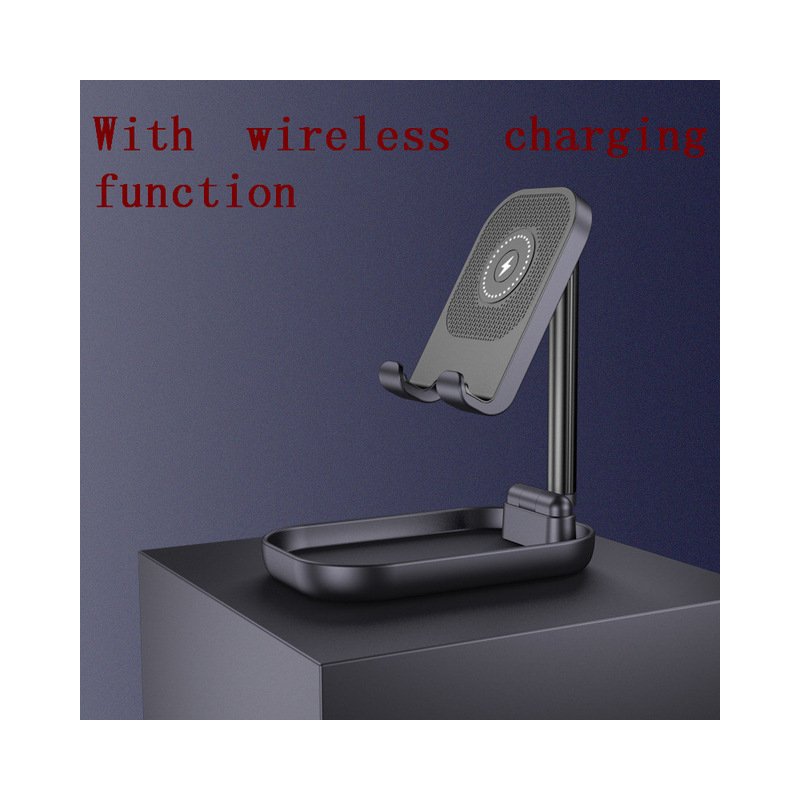 Adjustable Desk Phone Stand 10W Fast Wireless Charge Holder Plastic Retractable Portable Lazy Bracket For IPhone IPad black
