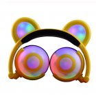 Adjustable Folding Cartoon Fancy Bear Shape Stereo Glow Music Bass Charging Ears Headset yellow