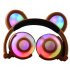 Adjustable Folding Cartoon Fancy Bear Shape Stereo Glow Music Bass Charging Ears Headset Pink