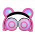 Adjustable Folding Cartoon Fancy Bear Shape Stereo Glow Music Bass Charging Ears Headset Brown