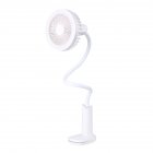 Adjustable Shower Head Shape USB Charging Desk Fan with Clip LED Table Lamp  white