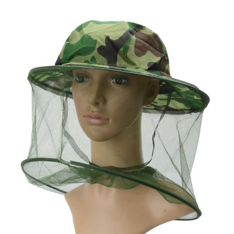 Adult Beekeeping Hat Outdoor Camouflage Bush Cap Anti-mosquito Shawl Fishing Sunscreen Net Cap
