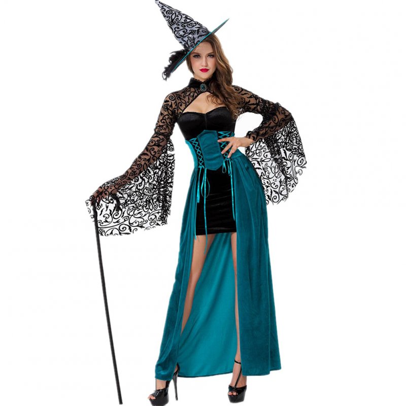Adult Halloween Witch Costume for Women Sexy Swallow Tail Braces Dress Hat Carnival Party Female Suit 5905_One size