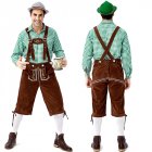 Adults Men Embroidery Suspender Pants Plaid Shirts for Cosplay Party Festival