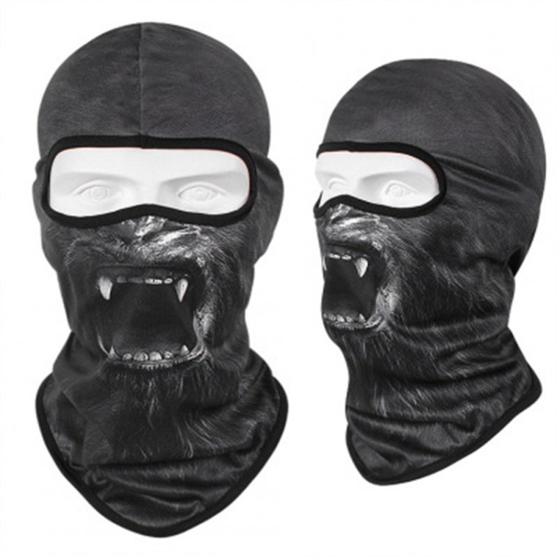 Animal Print Full Face Mask Quick-drying Breathable Single-hole  Headgear Shark_Single-hole  Headgear