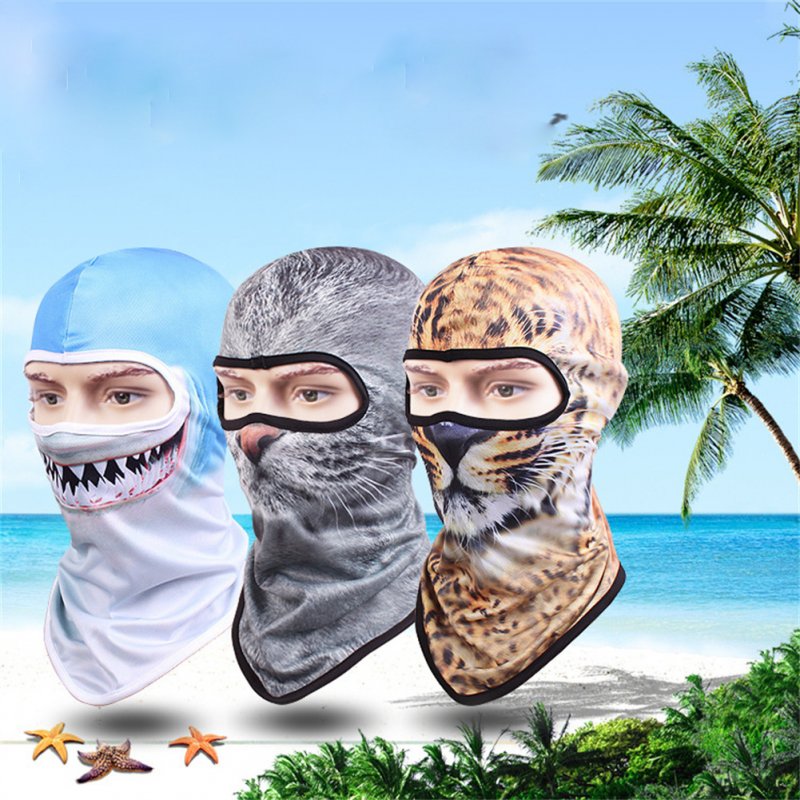 Animal Print Full Face Mask Quick-drying Breathable Single-hole  Headgear Shark_Single-hole  Headgear