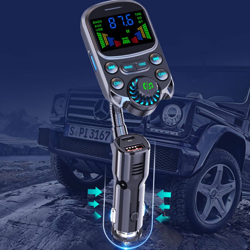 Car Mp3 Player Cigarette Lighter Bluetooth Hands-free Call Fast Charging Charger Fm Transmitter BC86 