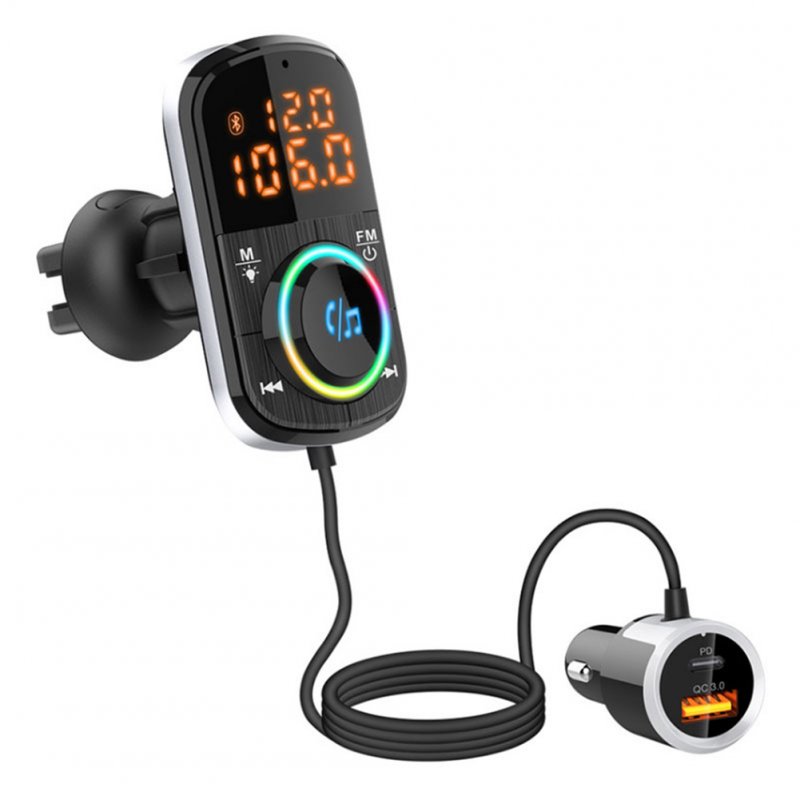 Bc71 Car Mp3 Player Bluetooth Fm Transmitter Dual-display Fast Charge PD Charger with Lights 