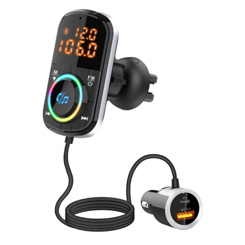 Bc71 Car Mp3 Player Bluetooth Fm Transmitter Dual-display Fast Charge PD Charger with Lights 