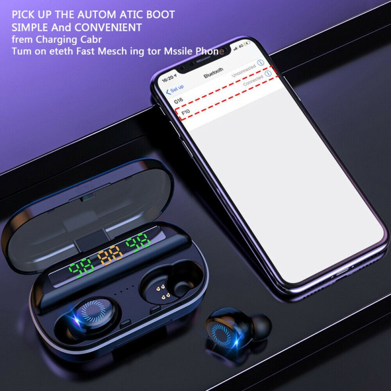 V10 TWS Wireless Earphones Bluetooth Headset Digital Power Display with 2000mAh Charging Bin Noise Cancellation Earbuds 