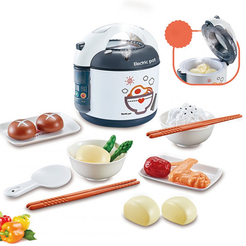 21pcs Kids Kitchen Pretend Play Toys Electric Rice Cooker Toys With Steam Effect Cookware Kits Food Accessories For Boys Girls Gifts 