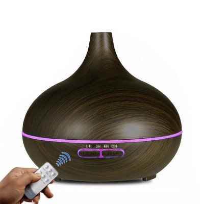 Air Humidifier Essential Oil Diffuser Remote Control Aroma Mist Maker Ultrasonic 500ml Deep Wood Grain Remote Control U S Plug
