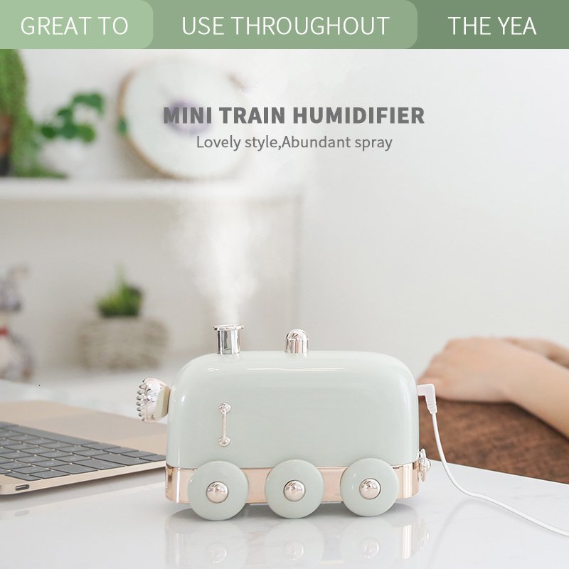 Air Humidifier with Night Light Retro Mini Train USB Aroma Air Diffuser Essential Oil Mist Maker green_162 * 86.2 * 98.25mm