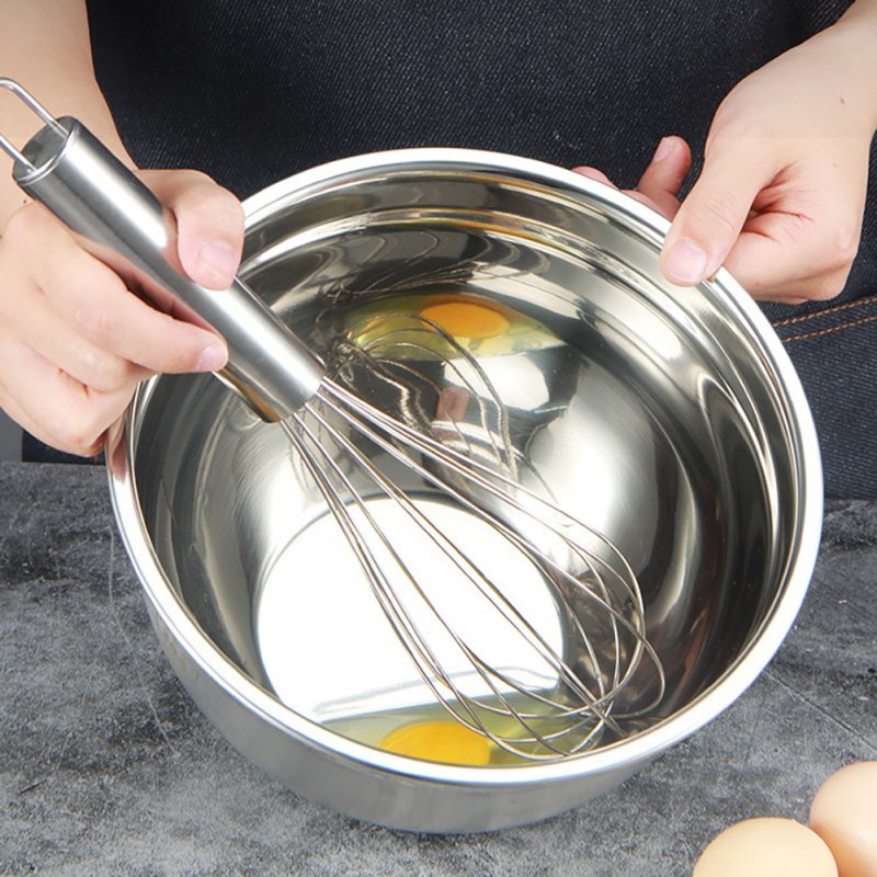 304 Stainless Steel Mixing Bowls Thickened Silicone Bottom Egg Beater Bowl Baking Tool For Cooking Baking egg beater Inner diameter 18cm