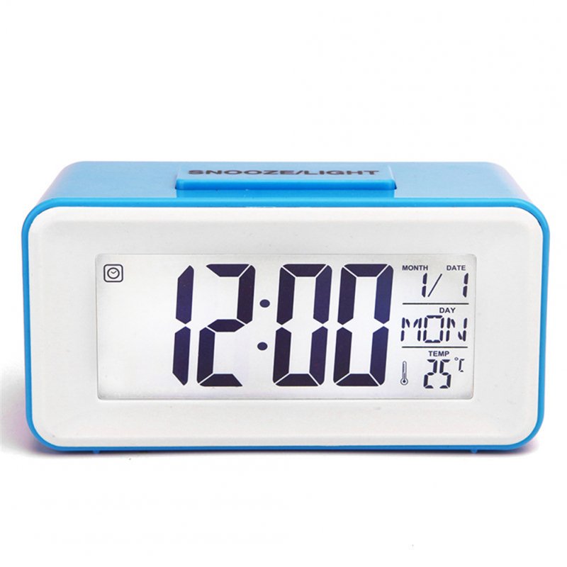 Alarm  Clock Plastic Mini Smart Voice-activated Electronic Clock With Digital Display blue