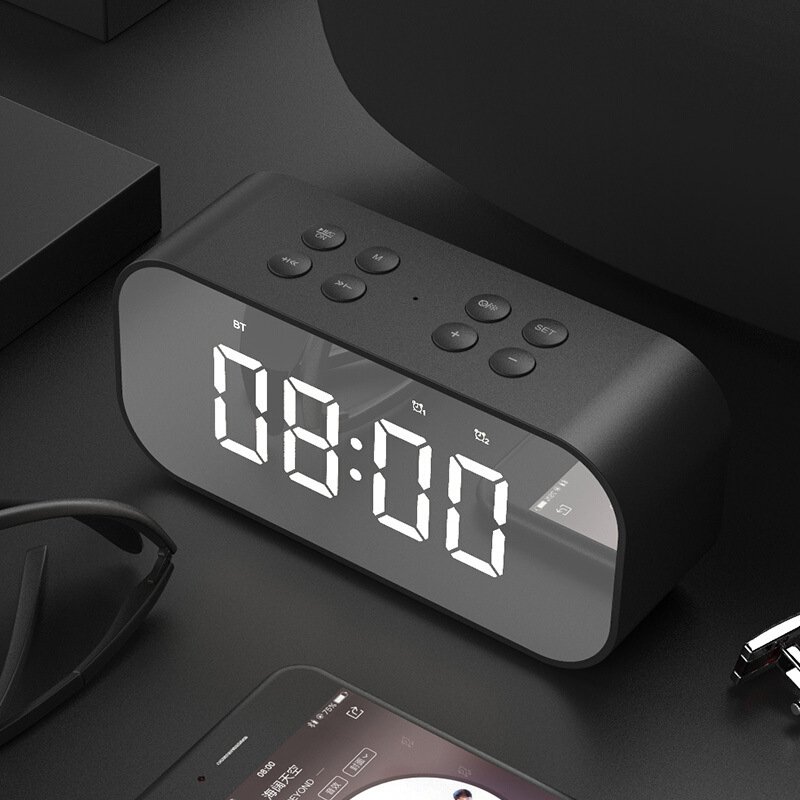Alarm Clock Radio with Wireless Bluetooth Speaker FM Radio Night Light Home Bedroom Kitchen Office Kids black