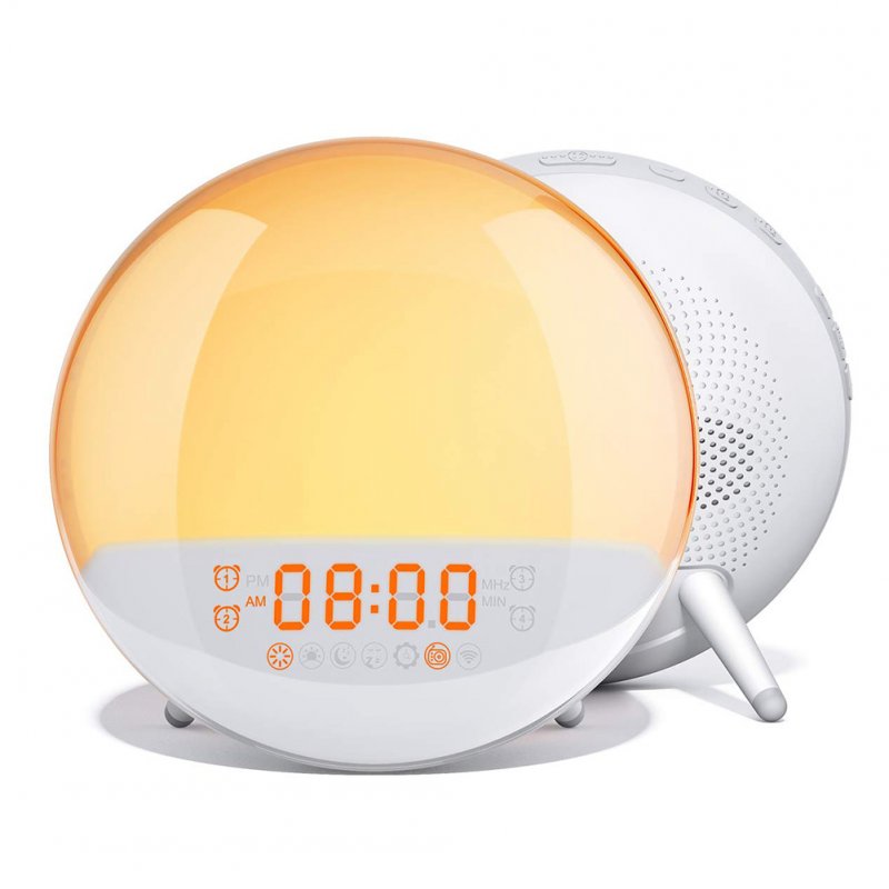 Alarm Clock Simulated Sunrise Sunset Natural Wake-up Sleep Music Colorful Led Night Light Australian regulations