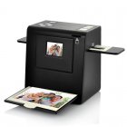 All In One Film Scanner for 35mm film slides  photos and business cards  with up to 5MP scanning  a 2 4 LCD display  as well as a TV Out port
