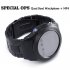 All black metal design mobile phone watch  Travel the world in style with this quadband cellphone watch  Provided with a Bluetooth earpiece and a free 1GB TF ca
